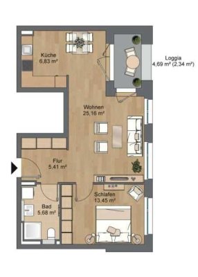 Untermiete: möblierte 2-Zimmerwohnung in Franklin Mannheim