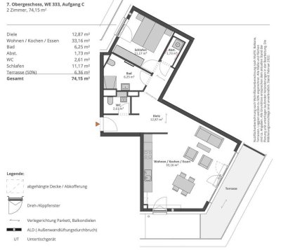 Moderne 2-Zimmer-Wohnung im obersten Geschoss mit Weitblick & Komfort / Erstbezug