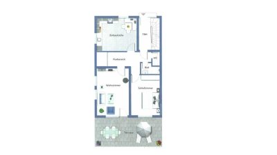2-Zimmer-Erdgeschosswohnung mit Einbauküche in Frickenhausen-Linsenhofen