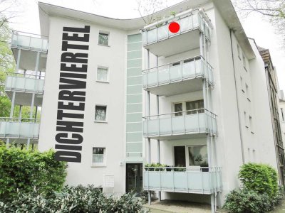 Dichterviertel /Goetheplatz:  Hübsche 2-Raum-Wohnung, 3. Etage mit Balkon.
