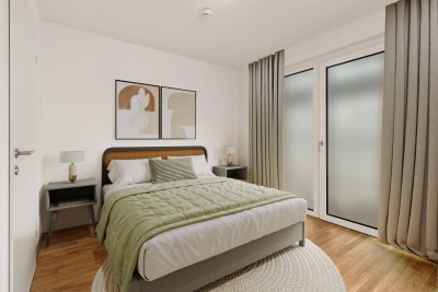 Kurzzeitmiete: 3-Zimmer Wohnung Standard (möbliert) mit Zugang zu erstklassigen Gemeinschaftsflächen: Fitness, Co-Working, Dachterrasse, Yoga, Private Dining &amp; Kinoraum