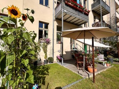 sanierte und teilmöblierte 3-Zi.-Whg. mit Terrasse, Garten+EBK in Babelsberg (befristet bis 02/29)