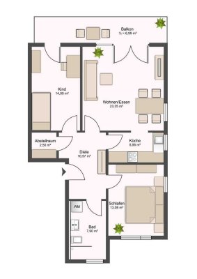 Erstbezug - Obergeschosswohnung mit optimalem Schnitt