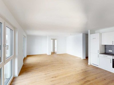 Die Verwinkelte: 3-Zimmer-Neubauwohnung mit EBK und Balkon
