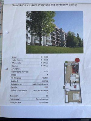 Schöne 2-Zimmer-Wohnung mit Balkon und Einbauküche in Chemnitz