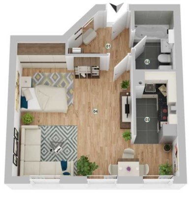 1-Zimmer-Wohnung mit neuer Einbauküche, Aufzug & Stellplatz