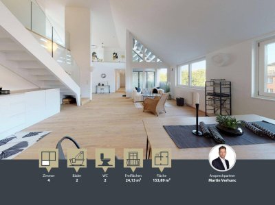 UNTER ST. VEIT || außergewöhnliche DG-Wohnung || Galerie || Terrasse || optional 2 TG-Stellplätze