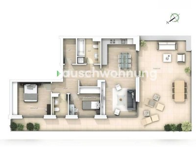 Tauschwohnung: 3-Zimmer Neubau Dachgeschoss in gruenen Hinterhof