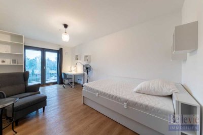 Moderne, schicke Neubauwohnung mit großem Balkon im Grünen als 2 Zimmer Wohnung oder als WG nutzbar.