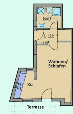 1-Zimmer-Einliegerwohnung mit Terrasse