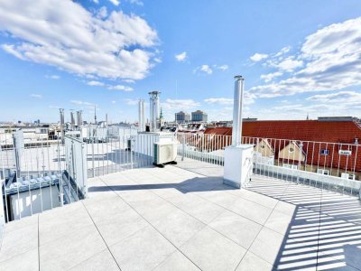 TOPLAGE NÄHE KUTSCHKERMARKT | EXKLUSIVE DACHGESCHOSSWOHNUNG MIT KLIMAANLAGE | TERRASSE | 360° BLICK ÜBER WIEN | ERSTBEZUG