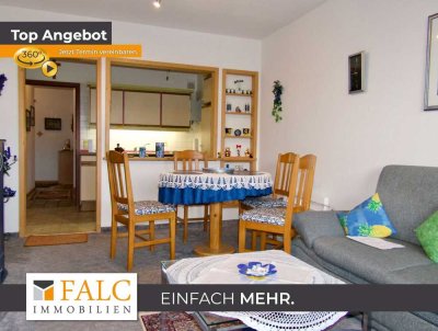 Einfach Mehr: Gepflegte Nichtraucher-2-Zimmer-Wohnung, möbiliert, Aufzug, Süd-Loggia-Balkon. TG.
