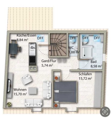 Helle 2-Zimmer-Dachgeschosswohnung mit Galerie & Einbauküche in Forchtenberg