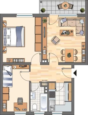 Erdgeschoss & großzügiger Balkon 3-Zimmer-Wohnung in Castrop-Rauxel Schwerin