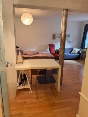 möblierte, gepflegte 1-Zimmer-Terrassenwohnung mit Einbauküche in Mannheim-Oststadt