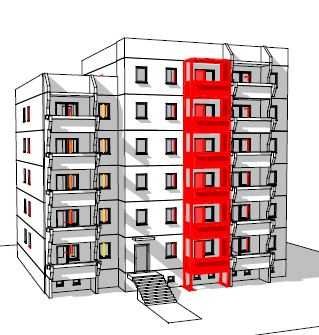 2 Zimmer und ein großer Balkon, Bad mit Wanne innenliegend