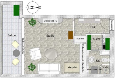 8.OG, (teil)-möbliert, EBK, gr. Süd-Balkon, genialer Ausblick, stufenloser Zugang, ideal für Singles