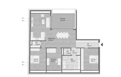 NEUBAU - 4-Zimmer Eigentums- Dachgeschosswohnung (123,77 m²) &amp; sonniger Terrasse- in Graz/Gries