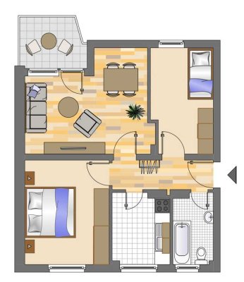 Gemütliche 3 Raum Wohnung mit Balkon