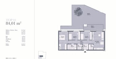 8,5% Baustartrabatt! Moderne 3-Zimmer Eigentumswohnung mit Garten (84,01m²)-Graz/Gries