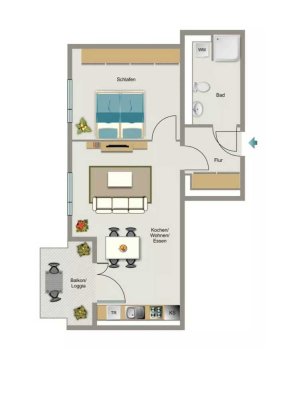 Einkommensgrenze!!2-Raum-Wohnung mit EBK und Balkon in Düsseldorf