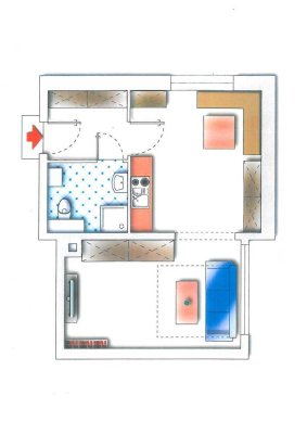 Großzügige 1-Raum-Wohnung in Oberau (Zentrumrandlage)
