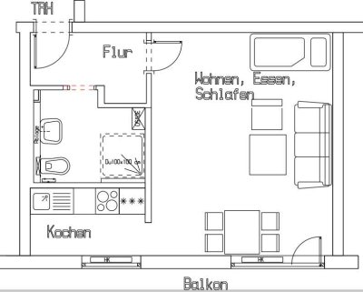 Erstbezug nach Sanierung - 1-Zimmer Wohnung zu vermieten