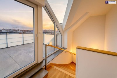 Neubau-Dachgeschoss-Maisonette mit 2 Terrassen, Weitblick, Klimaanlage &amp; Fußbodenheizung