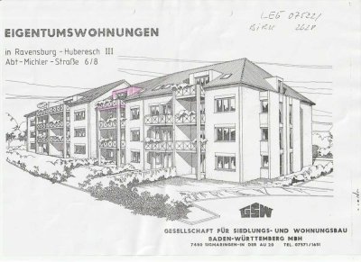 2 Zimmer-Wohnung mit Balkon, Aufzug und Garage in Ravensburg