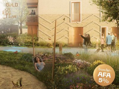 Grünes Apartment: 1 Zimmer mit Duschbad und privater Sonnen-Terrasse