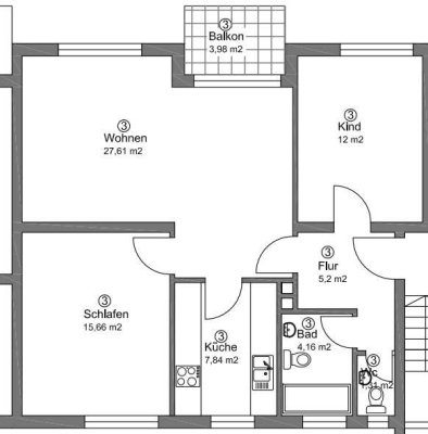 Helle und geräumige 3 Zi. Wohnung mit Balkon