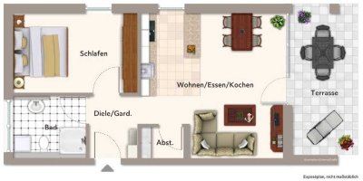 Geschmackvolle 2-Zimmer-Terrassenwohnung mit gehobener Innenausstattung mit EBK in Weingarten