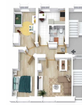 Helle und vollständig renovierte 3-Raum-Wohnung in zentraler Lage
