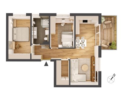 Hochwertige 3-Zimmer Neubauwohnung mit Balkon IW12