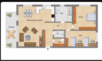 Sehr geräumige 3,5-Zimmer-Wohnung mit 2 Terrassen und EBK in Langenbeutingen