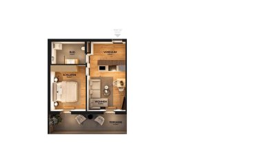 2-Zimmer-Erstbezug mit 34 m² Terrasse in nachhaltigem Holzbau in Wörgl | Barrierefrei, Lift