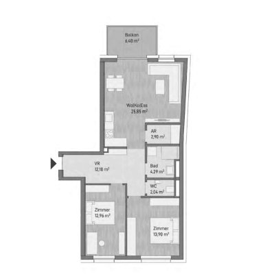 8,5% Baustartrabatt! Moderne 3-Zimmer Anlegerwohnung mit Balkon (74,12m²)-Graz/Gries