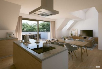 Baustellenberatung: So., 14.12. von 11-13 Uhr, 4-Zi.-Maisonette-Wohnung mit toller Dachterrasse