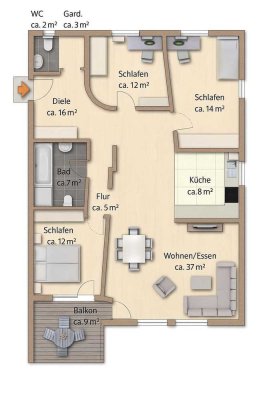 Helle 4-Zimmer-Wohnung mit EBK und sonnigem Balkon in zentraler Lage von Dietzenbach Steinberg