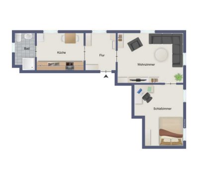 2 Zi.-Wohnung + Garage, 5,1 % Rendite, ohne Makler