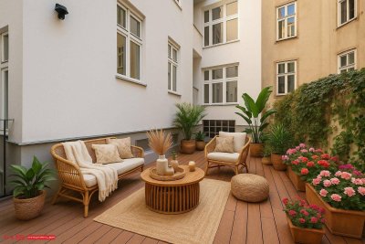 SERVITENVIERTEL - ERSTBEZUG - mediterane INNENHOFTERRASSE - HIGH END STILWOHNUNG - 95 m WFL - 4 Zimmer - 2 BÄDER - RENOVIERTES STILJUWEL