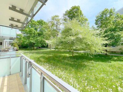 Ruhig und grün gelegene sowie sehr gut geschnittene 3 Zi.-Whg. mit Süd-Balkon fußläufig zur U-Bahn