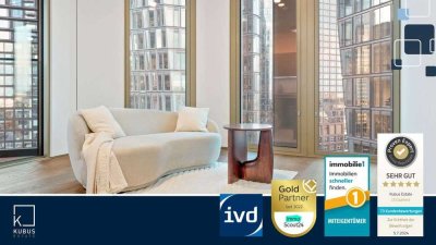 FOUR Frankfurt - Luxuriöse, möblierte 2 Zi-Wohnung mit moderner EBK, Bett, Couch, Schrank