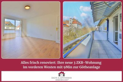 Mitten im vorderen Westen: 
Ihre renovierte 3ZKB-Wohnung mit Südbalkon