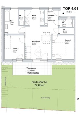 Neue 3-Zimmer Erdgeschosswohnung mit Garten
