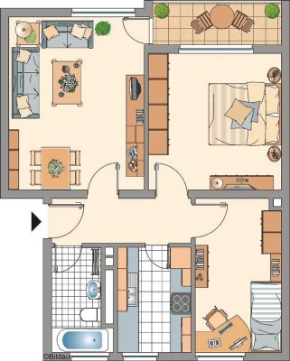 Für die kleine Familie mit Balkon und neuem Wannenbad