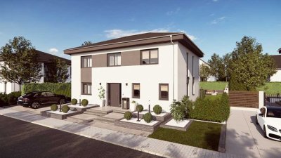 Zeitloses Einfamilienhaus mit großen Fenstern und viel Platz