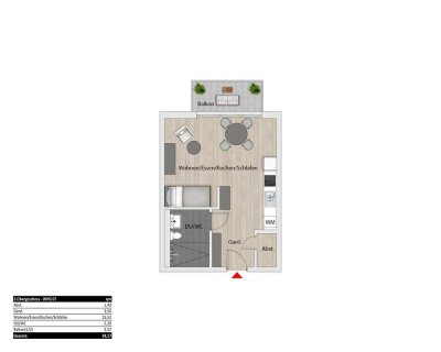 1-Zimmer Wohnung mit Balkon und Aufzug im betreuten Wohnen