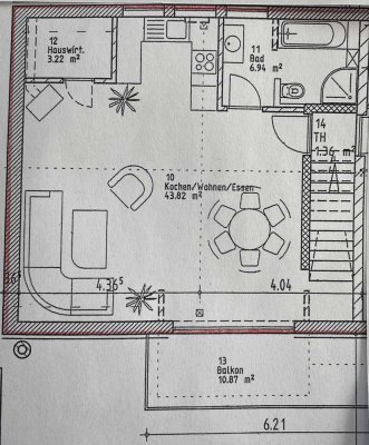 Luxuriöse 2-Zimmer Maisonette-Wohnung mit Balkon in Nersingen/Straß