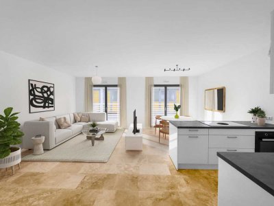 Helle Neubauwohnung: Terrasse, Fussbodenheizung, Photovoltaik, Einbauküche u.v.m.